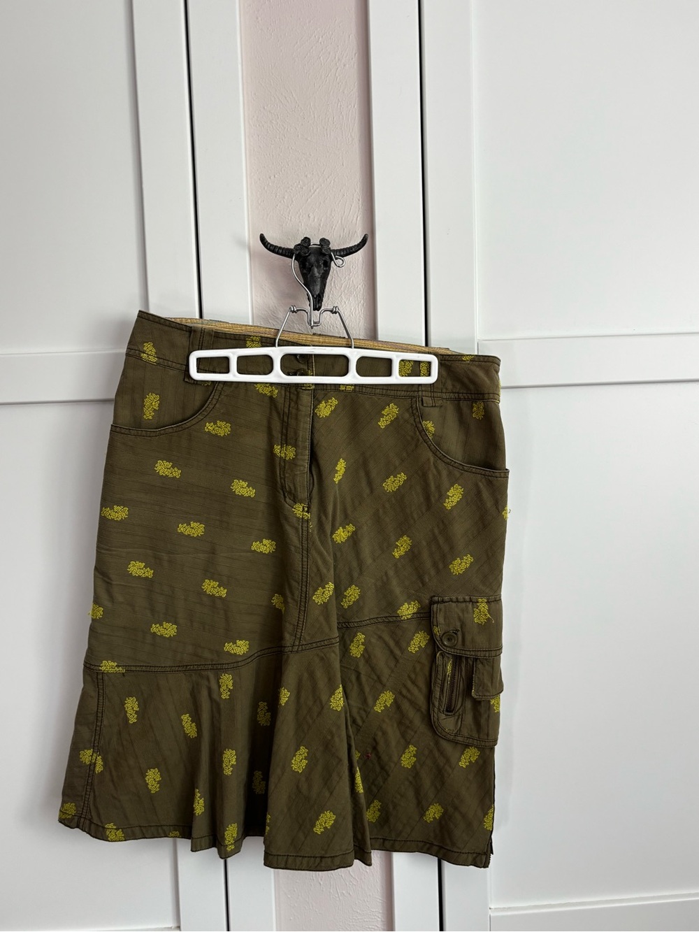 Oilily Olive Green Vintage Skirt with chartreuse Motif Y2K